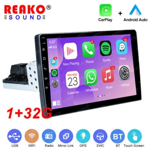 1Din 10.1" Android 12 Carplay Car GPS Navi Stereo Radio BT Head Unit WIFI RDS - Picture 1 of 18