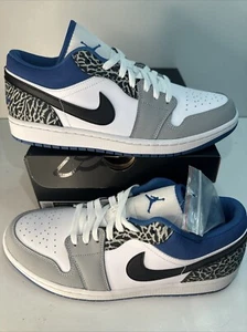 Nike Air Jordan 1 Low True Blue Grey White 553558-412 Men's Size 11 Authentic - Picture 1 of 6
