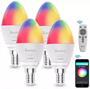 4 pack E12 Smart Bulb 5W LED, Group Bulbs with Remote, Works with Alexa & Google - Picture 1 of 12