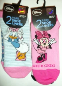 2 pk Ladies / Girls Shoe Liners with Minnie Mouse or Daisy Duck. size 4-8 - Picture 1 of 5