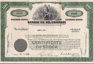 Stock certificate Sunray DX Oil Company 100 shares Payee Ulco or Art & Co 1960's - Picture 1 of 1