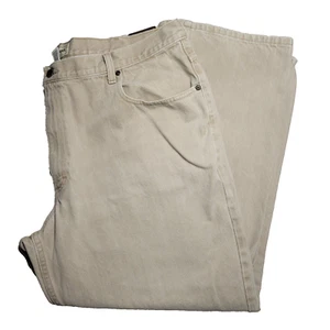 LL Bean Jeans Mens Size 44x30 Beige Cream Relaxed Fit Heavy Denim 100% Cotton - Picture 1 of 13