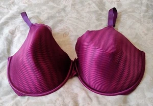 TU Women - Purple Jacquard Zig Zag Full Cup T-Shirt Bra with Lace, Size 40 E - Picture 1 of 7