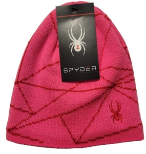 SPYDER Little Girls Web Beanie Neo Pink Hat Knit Fleece One Size FREE SHIP $16 - Picture 1 of 5