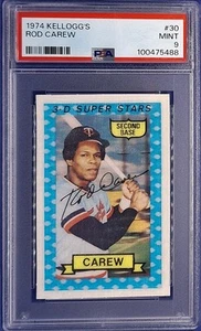 PSA 9 - 1974 Kellogg's #30 Rod Carew Minnesota Twins HOF - Bild 1 von 2