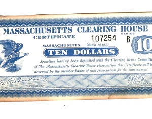 (RÄUMUNGSSTELLE) "MASSACHUSETTS" (1933) "DEPRESSIONSSKRIPT" SELTEN!! KNUSPRIG!!!!! - Bild 1 von 3