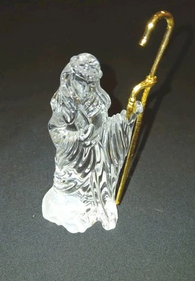 GORHAM CRYSTAL & GOLD nativity SHEPHERD With Staff - Image 1 of 4