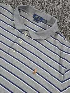 Polo Ralph Lauren Short Sleeve Shirt Mens XXL 2XL Soft Cotton Gray Stripe Flesh - Picture 1 of 8