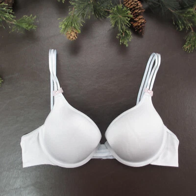 Hanes Bra 36A Blue Padded Wireless Adjustable Clasp Back - Image 1 of 4