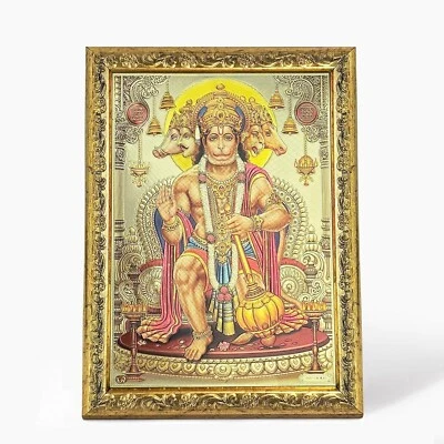 Póster marco de fotos de Dios hindú Señor Panchmukhi Hanuman Ji decoración de pared religiosa Foto 1 de 3