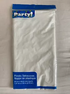 54" x 108" Tablecloth Rectangle Plastic Banquet Party Vinyl White Lot Of 10 - Picture 1 of 2