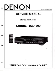 Manuale di servizio originale Denon DCD-600 con aggiornamento servizio - Foto 1 di 1