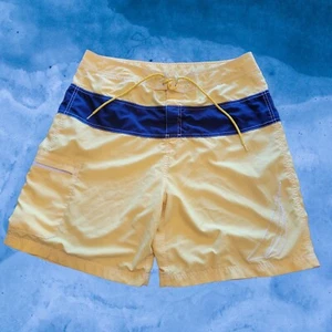 Bañador Nautica Board Shorts Para Hombre 38 Azul Amarillo Spellout Forrado en Malla T51 - Imagen 1 de 11