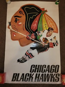 Vintage 1971 Chicago Blackhawks Jim Pappin Hockey Poster by Sportsgraphics! - Picture 1 of 14