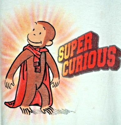 Camiseta De Colección Curious George Grande Para Hombre Años 90 Timbre Dibujos Animados Película Mono Camiseta Foto 1 de 4