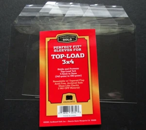 5 Loose Cardboard Gold Perfect Fit Sleeves for Top-Load 3x4 from 140-190 Pt Bag - Picture 1 of 1