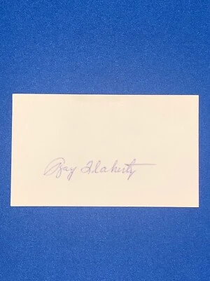 RAY FLAHERTY HOF SIGNED 3x5 INDEX CARD NY GIANTS NFL CHAMPION PSA DNA - Image 1 of 3