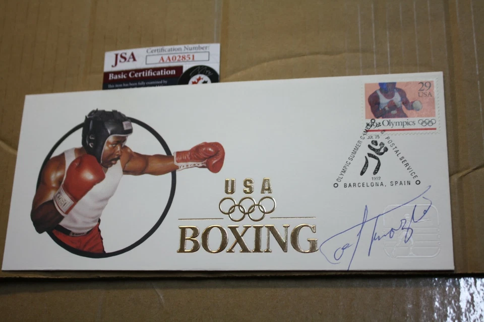 1992 OLYMPIC COMMEMORATIVE CACHET ENVELOPE SIGNED BY SMOKIN JOE FRAZIER JSA  - Image 1 of 1