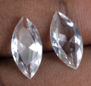 Paar lose Edelsteine im Marquise-Schliff weißer Saphir 3,90 ct natürlich zertifiziert CB46 - Bild 1 von 6