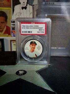 1962 Salada Coins RED SCHOENDIENST PSA 9 HOF Cardinals Manager Hall of Fame - Picture 1 of 3