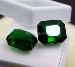 20 Ct Natural Tsavorite Garnet Green EGL Emerald Cut Pair Loose Gemstone 25P - Picture 1 of 7