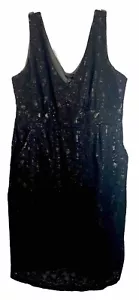 Abito da festa vintage Torrid nero rivestito argento metallizzato fodera taglia 16 - Foto 1 di 9