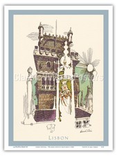 Lisbon Portugal - David Klein - 1960s TWA Menu - Vintage Travel Poster Print