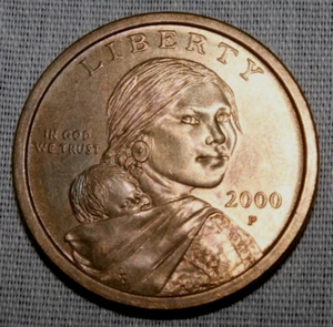 2000 P Sacagawea Native American Gold Tone U.S. One Dollar Coin : Circulated p17 - Picture 1 of 4