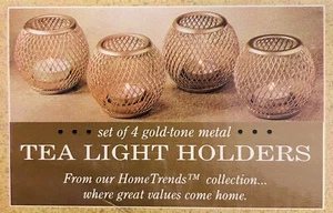 Hometrends 4er Set Teelicht Kerzenhalter goldfarben Mesh Metall NEU - Bild 1 von 3