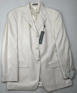 NWT Men's Oscar De La Renta %100 Silk 150 White Blazer Suit Jacket 42R - Picture 1 of 8