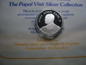 POPE JOHN PAUL II CATHOLIC CHURCH 1987 US VISIT TO MIAMI SILVER COIN RARE SHARP - Picture 1 of 4
