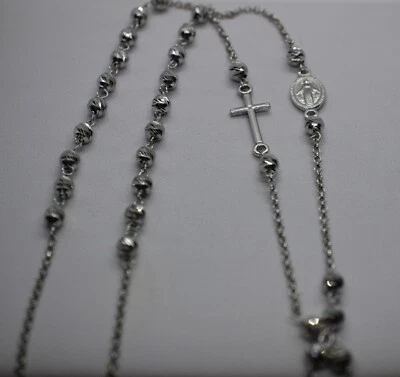 Rosario Collana Argento Unisex SLASH GRANI MM 4 CM 50 GIROGOLA EXPLOIT - Immagine 1 di 4