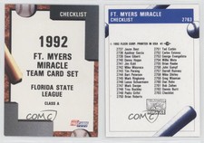 1992 Fleer ProCards Minor League Team Fort Myers Miracle Checklist Ft #2763