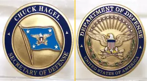 Secretary of Defense Chuck Hagel DOD Obama Adminstn USA Challenge Coin Authentic - Picture 1 of 4