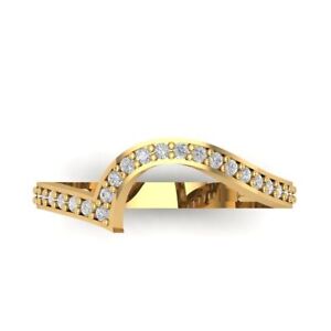 .31ct Round Cut Simulated Anniversary Curved Chevron V Band 14k Yellow Gold