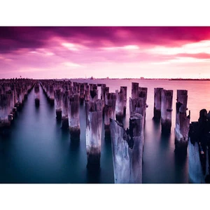 Princes Pier Sunrise Melbourne Large Canvas Wall Art Print - Bild 1 von 2