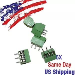 Three 3 Pin Screw Terminal Block Connector 3.5mm Pitch Straight PCB 5PCS US SHIP - Picture 1 of 2