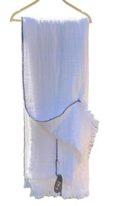 "Manta/manta de gasa de algodón con flecos blanca 50x70"" Piscatextil Portugal nueva con etiquetas" - Imagen 1 de 11