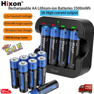1.5V Lithium Batteries AA Rechargeable 3500mWh,Hixon AA/AAA Li-ion Charger LOT - Picture 1 of 20