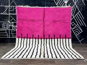 Pink & White Rug Custom Moroccan Rug Berber Rug Handmade Rug Beni ourain Carpet - Picture 1 of 10