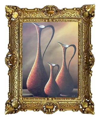 Beautiful Painting 56x46cm - By. G. Rossetti - Still Life Amphora Ant - Image 1 of 3
