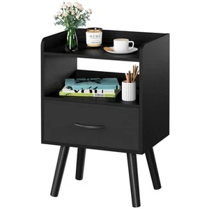Night Stand with Fabric Drawer, Modern Nightstand, Bedside Tables, Mid Centur... - Picture 1 of 8