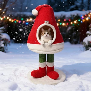 Christmas Limited Edition Warm Cat Bed Tree Cat Tunnel Tree Cat Tower Tree Tower - Picture 1 of 6