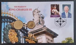 2025 Australia His Majesty King Charles III PNC with 2 UNC coins & 2 stamps - Picture 1 of 3