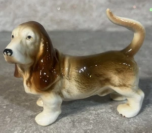 VINTAGE Basset Hound Dog Figurine Hand Painted Bone China Taiwan 4.5” X 3.5” - Picture 1 of 10