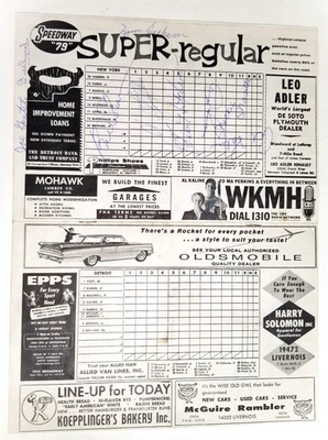SIGNED 1959 Tigers Stadium Scorebook JSA LOA by Mickey Mantle Slaughter Kaline + - Image 1 of 4