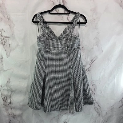 Anthropologie Dress Women Medium Black Gingham Criss Cross Smocked Picnic Pin Up - Image 1 of 4