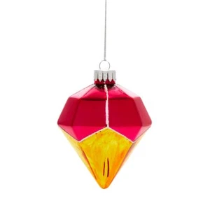 Bloomingdale’s Glass Diamond Ornament, Pink/Gold - Picture 1 of 1