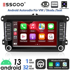 Autoradio Android 13 32G Carplay GPS WIFI Cam Per VW GOLF 5 6 Touran Passat Polo - Foto 1 di 15