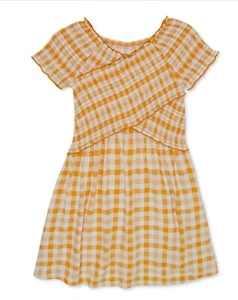 NWT Girls Yellow Summer Criss Cross Dress Size XL 14/16 Plus  – Stretchy & Comfy - Picture 1 of 4